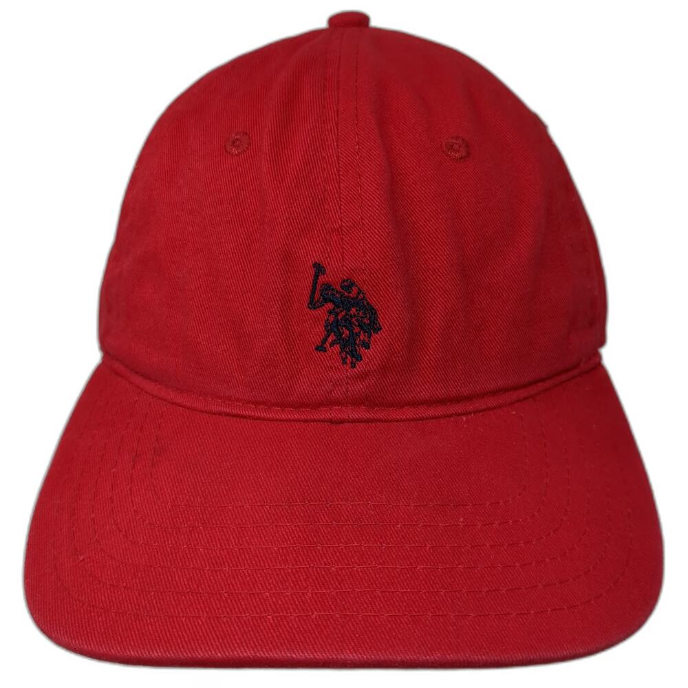US Polo Assn Baseball Cap Red One Size Embroidered Logo Slideback Strap Hat